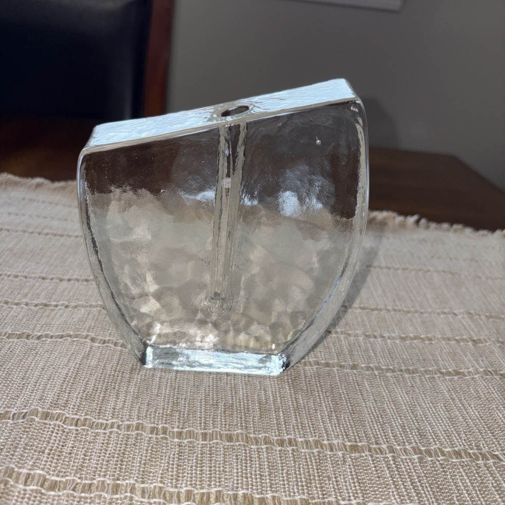 Art Glass Block Modernist‎ Single Stem Bud Vase MCM 6" Tall Made in Turkey